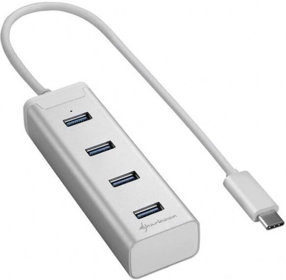 Sharkoon 4-Port USB 3.0 Aluminium Hub Type C - Silber