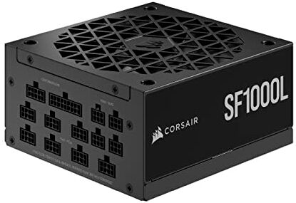 Corsair SF1000L Fuente de Alimentación SFX Totalmente Modular de Bajo Ruido Compatible con ATX 3.0 y PCIe 5.0 Ventilador Silencioso PWM de 120 mm Eficiencia 80 Plus Gold Modo RPM Cero Negro