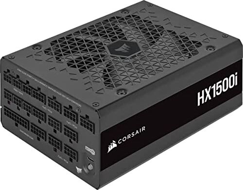 Corsair HX1500i Fuente de Alimentación ATX Totalmente Modular de muy Bajo nivel Sonoro (Tres Conectores EPS12V, Ventilador con Rodamiento Dinámico Fluido, Eficiencia 80 PLUS Platinum) Negro