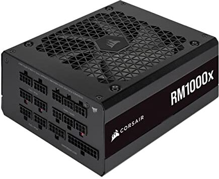 Corsair RM1000x 80 PLUS Gold Fuente de Alimentación 1000 Vatios ATX Totalmente Modular (Ventilador con Levitación Magnética de 135 mm, Amplia Compatibilidad), Negro