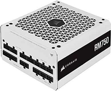 Corsair RM750 2021, RM Series, 750 Watts 80 Plus Gold Fuente de Alimentación ATX Totalmente Modular, Conectores Triples EPS12V, Poco Ruido, Modo de Zero RPM, Condensadores de 105 °C, Blanco