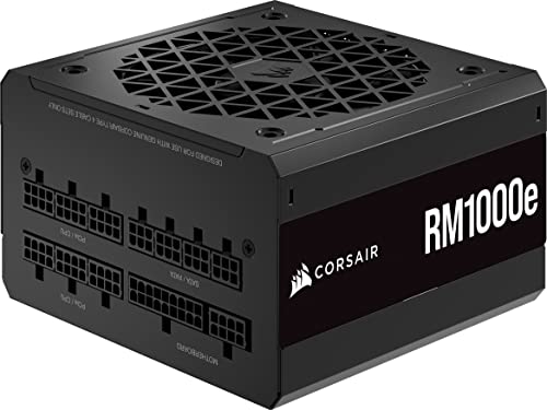 Corsair RM1000e (2023) Fuente de Alimentación ATX Totalmente Modular de Bajo Ruido Compatible con ATX 3.0 y PCIe 5.0 Eficiencia 80 Plus Gold Soporte para Modo de Espera Moderno Negro