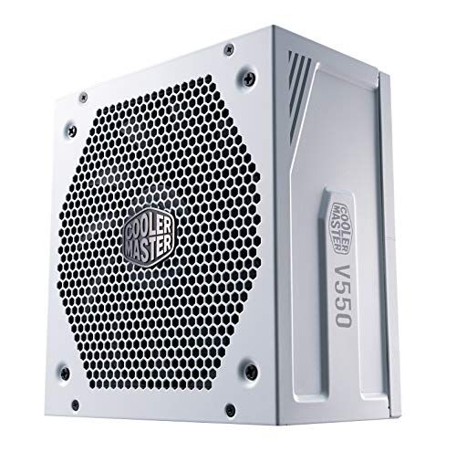 Cooler Master V550 Gold V2 PSU, Enchufe EU: 550W, 80 PLUS Gold, Modular Total, Fuente de Alimentación ATX, Ventilador FDB 135mm, Modo Semi-Fanless, 10 Años Garantía, Cables PCI-e 16AWG, Edición Blanca