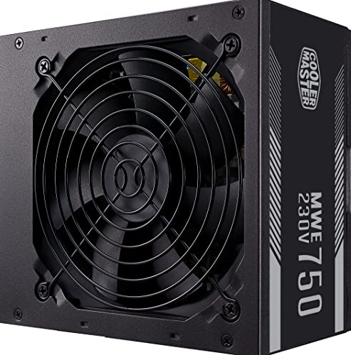 Cooler Master MWE 750 White 230V V2 Fuente de Alimentación, Enchufe UE 80 PLUS 230V Certificado UE, Ventilador Silencioso 120 HDB, Circuito CC a CC + LLC con Raíl Único de +12V