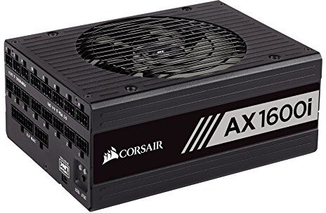 Corsair AX1600i Fuente de Alimentación Digital Totalmente Modular (1600 W, Certificación 80 Plus Titanium) Negro