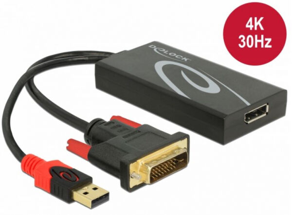 DeLock 62596 - Adapter DVI Stecker > Displayport 1.2 Buchse schwarz