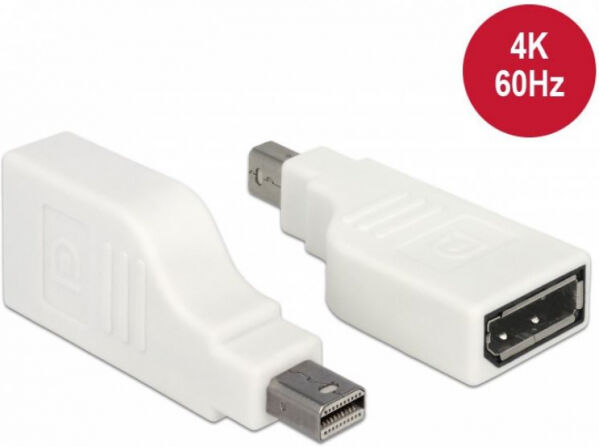 DeLock 65867 - Adapter mini Displayport 1.2 Stecker > Displayport Buchse 4K 90 Grad gedreht Weiss