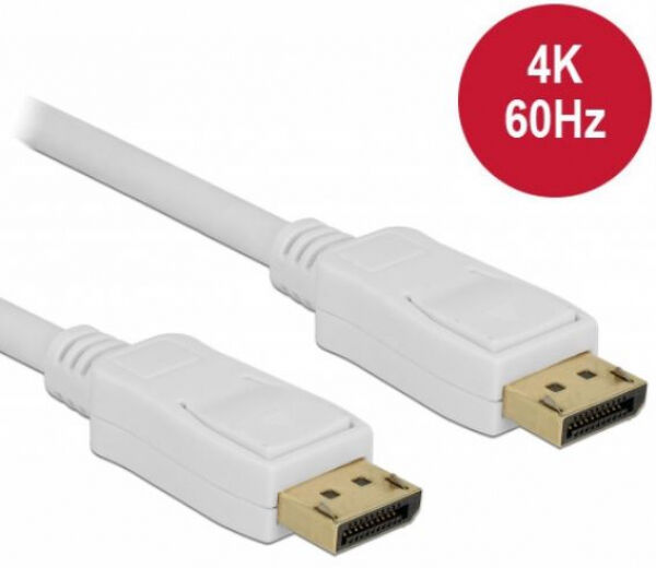DeLock 84862 - Kabel Displayport 1.2 Stecker > Displayport Stecker 4K 60 Hz Weiss - 10 m