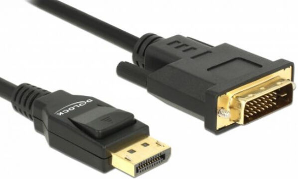 DeLock 85313 - Kabel Displayport 1.2 Stecker > DVI 24+1 Stecker Passiv 2 m schwarz