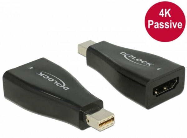 DeLock 65864 - Adapter mini Displayport 1.2 Stecker > HDMI Buchse 4K Passiv schwarz