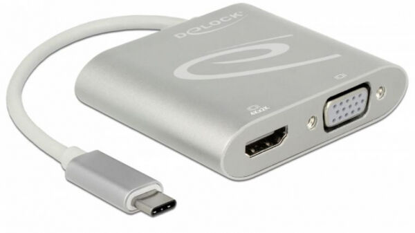DeLock 87705 - USB Type-C Splitter (DP Alt Mode) > 1 x HDMI + 1 x VGA out - 15cm
