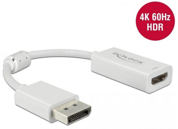 DeLock 63936 - DisplayPort 1.4 Adapter zu HDMI 4K 60 Hz mit HDR Funktion Passiv - Weiss