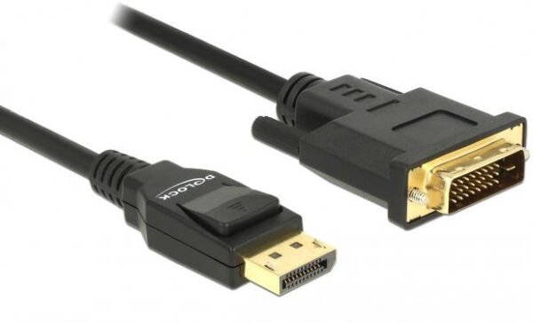 DeLock 85312 - Kabel DisplayPort 1.2 Stecker > DVI 24+1 Stecker Passiv 4K 30 Hz 1 m schwarz