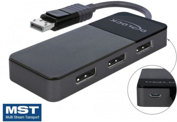 DeLock 87737 - DisplayPort 1.4 Splitter 1 x DisplayPort in > 3 x DisplayPort out