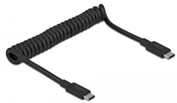 DeLock 85350 - USB 3.1 Gen 2 Spiralkabel Typ-C Stecker zu Typ-C Stecker PD 3 A E-Marker - ca. 30 - 120 cm