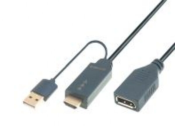 M-Cab 6060013 - HDMI Stecker + USB Power zu DisplayPort Buchse Adapter / 4K@30Hz