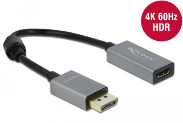 DeLock 66436 - Aktiver DisplayPort 1.4 zu HDMI Adapter 4K 60 Hz (HDR)