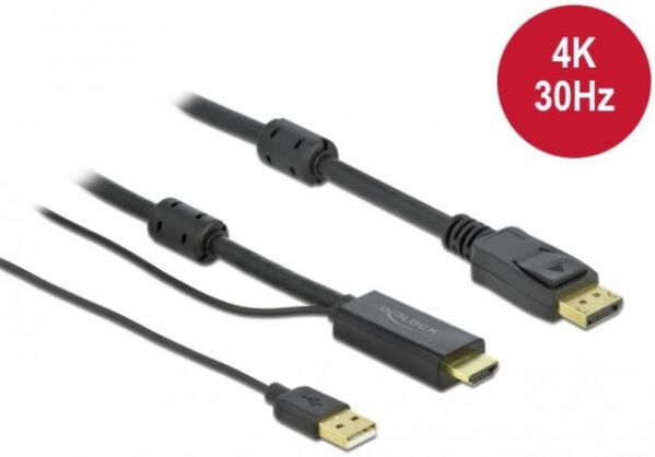 DeLock 85963 - HDMI zu DisplayPort Kabel 4K 30 Hz - 1 m