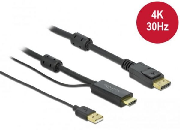 DeLock 85967 - HDMI zu DisplayPort Kabel 4K 30 Hz - 7 m