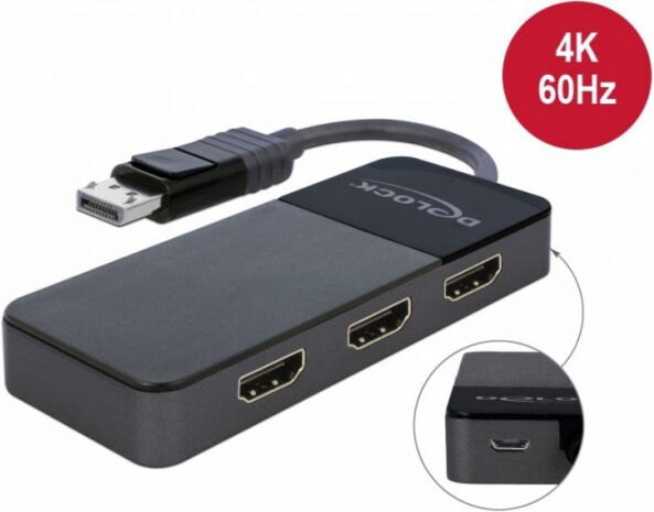 DeLock 87770 - DisplayPort 1.4 Splitter 1 x DisplayPort zu 3 x HDMI MST