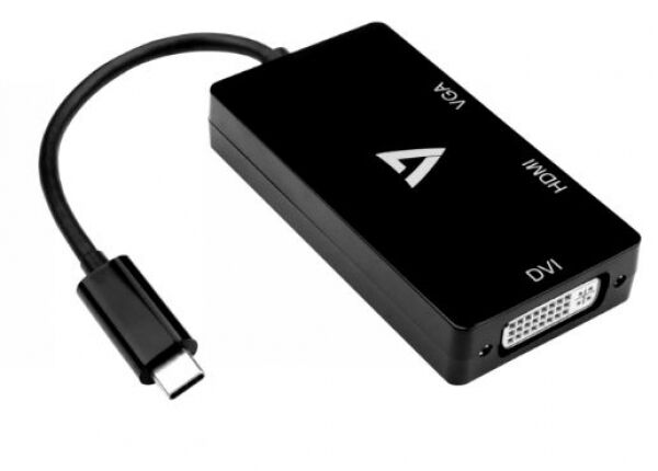 V7 Video Adapter USB-C Male to VGA Female, DVI Female, HDMI Female