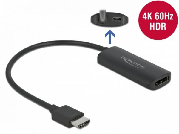 DeLock 63206 - Adapter HDMI-A Stecker zu DisplayPort Buchse 4K 60 Hz