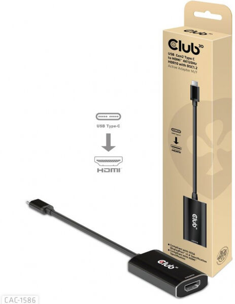 Club 3D CAC-1586 - USB Gen2 Type C to HDMI 4K120Hz HDR10 with DSC 1.2 Active Adapter