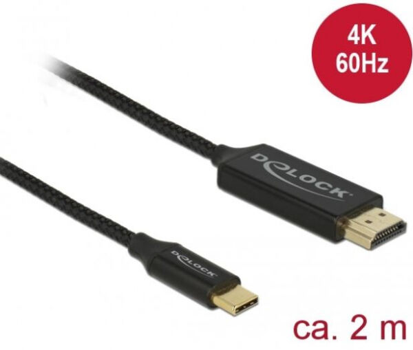 DeLock 84905 - USB Kabel Type-C zu HDMI (DP Alt Mode) 4K 60 Hz 2 m koaxial