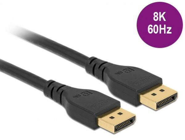 DeLock 85911 - DisplayPort Kabel 8K 60 Hz DP 8K zertifiziert ohne Einrastfunktion - 3m