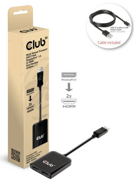 Club 3D CSV-7200H - Displayport 1.4 zu 2 x HDMI