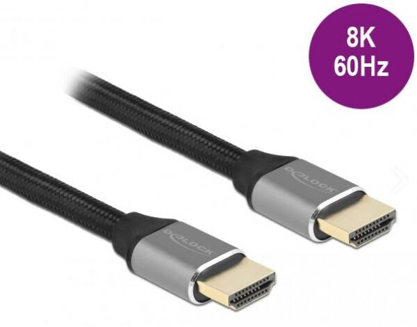 DeLock 83995 - Ultra High Speed HDMI Kabel 48 Gbps 8K 60 Hz grau 1 m zertifiziert
