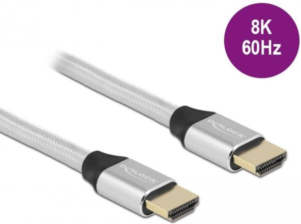 DeLock 85365 - Ultra High Speed HDMI Kabel 48 Gbps 8K 60 Hz silber 0.5m zertifiziert