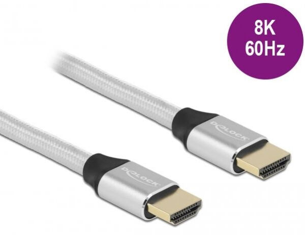 DeLock 85366 - Ultra High Speed HDMI Kabel 48 Gbps 8K 60 Hz silber 1m zertifiziert