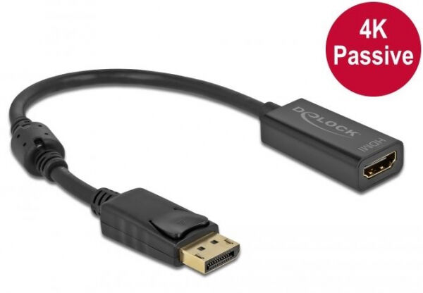 DeLock 63559 - Adapter DisplayPort 1.2 Stecker zu HDMI Buchse 4K Passiv schwarz