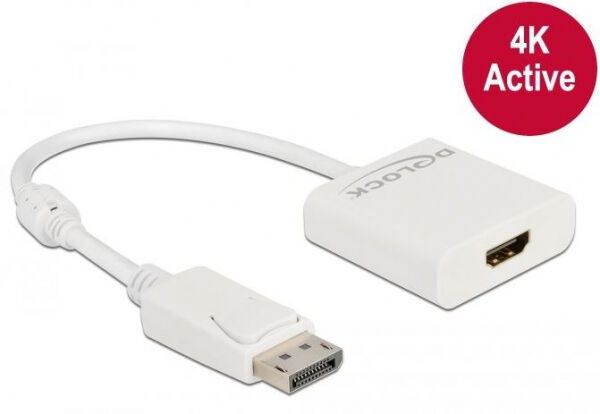 DeLock 63586 - Adapter DisplayPort 1.2 Stecker zu HDMI Buchse 4K Aktiv weiss