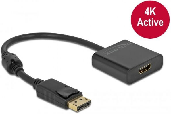 DeLock 63585 - Adapter DisplayPort 1.2 Stecker zu HDMI Buchse 4K Aktiv schwarz