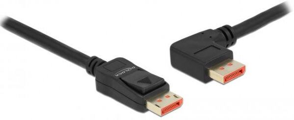 DeLock 87049 - DisplayPort 1.4 Kabel Stecker gerade zu Stecker 90 Grad links gewinkelt 8K 60 Hz - 5 m