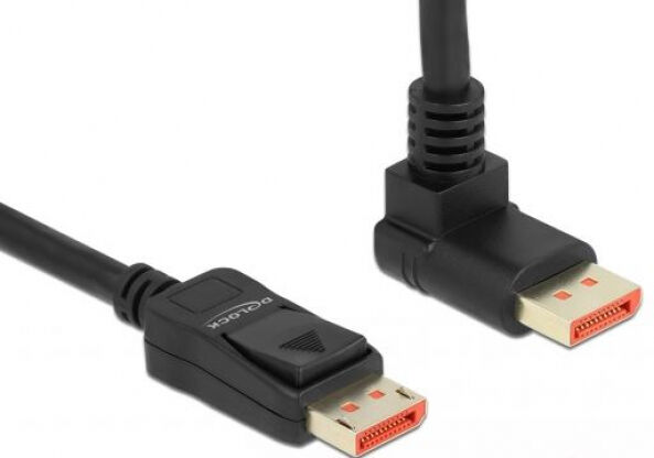 DeLock 87055 - DisplayPort 1.4 Kabel Stecker gerade zu Stecker 90 Grad oben gewinkelt 8K 60 Hz - 2 m