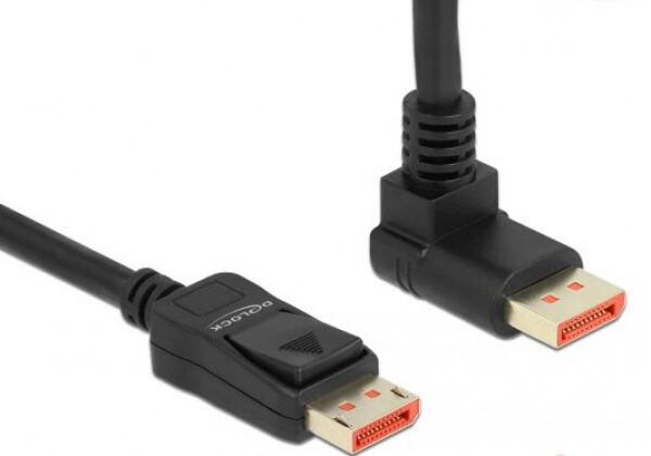 DeLock 87057 - DisplayPort 1.4 Kabel Stecker gerade zu Stecker 90 Grad oben gewinkelt 8K 60 Hz - 5 m