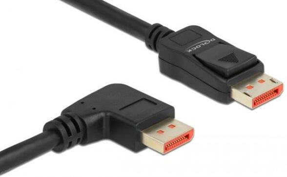 DeLock 87069 - DisplayPort 1.4 Kabel Stecker gerade zu Stecker 90 Grad rechts gewinkelt 8K 60 Hz - 5 m