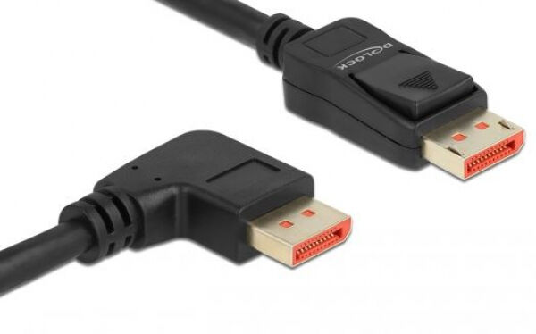 DeLock 87067 - DisplayPort 1.4 Kabel Stecker gerade zu Stecker 90 Grad rechts gewinkelt 8K 60 Hz - 3 m