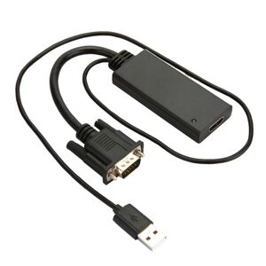 Shoppo Marte HD55Y VGA To HDMI Adapter Cable VGA+USB To HD 1080P Converter With Power Supply(Black)