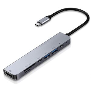 Shoppo Marte 7 in 1 Type-C to HDMI + SD/TF + 2 x Type-C + 2 x USB3.0 Multi-function Splitter Adapter