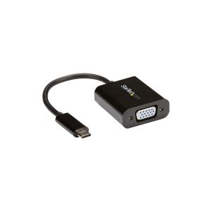 StarTech.com USB-C to VGA Adapter - Black - 1080p - Video Converter For Your MacBook Pro - USB C to VGA Display Dongle (CDP2VGA) - USB / VGA adapter - 24 pin USB-C (han) til HD-15 (VGA) (hun) - USB 3.1 Gen 1 / Thunderbolt 3 - 18 cm - USB-strøm, 1920 x 120