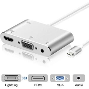 1080p Lightning til HDMI VGA Audio Video Adapter til Apple - Perfet