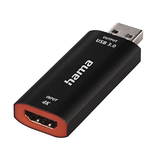 Hama Video Capture Card 4K HDMI naar USB 3.0 video-opnamekaart (voor directe opname van spiegelreflexcamera, camcorder of actiecamera met pc, laptop verbinden voor live streaming, gaming,