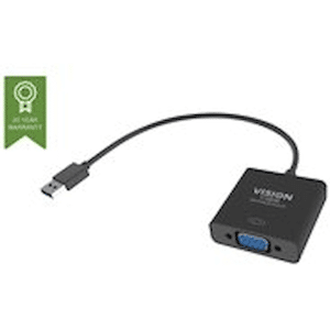 VISION Professional installation-grade USB-A to VGA adapter