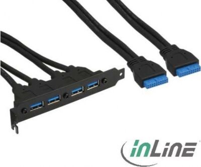 Inline 33390D - Slotblech mit vier USB 3.0 Anschlüssen auf intern USB 3.0