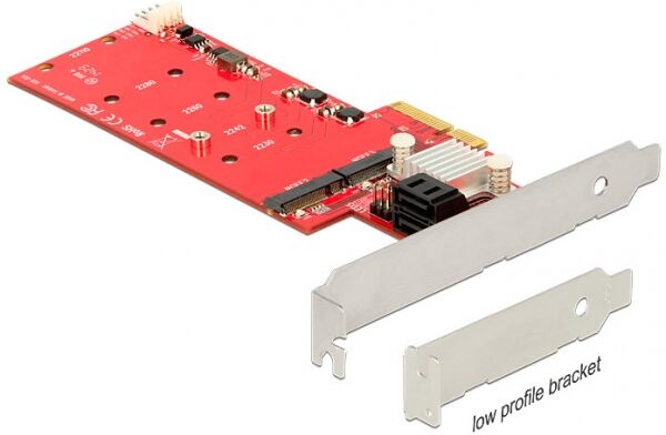 DeLock 89379 - PCI Express Karte > Hybrid 2 x intern M.2 NGFF + 2 x SATA 6 Gb/s mit RAID – Low Profile Form Faktor