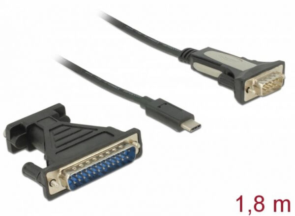 DeLock 62904 - Adapter USB Type-C > 1 x Seriell DB9 RS-232 + Adapter DB25
